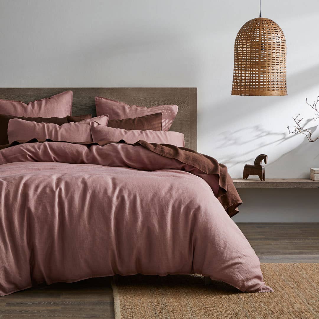 Milano Linen Quilt Cover - Rose